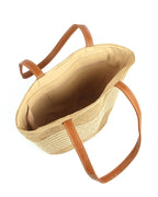 Lightweight Natural Wave-Pattern Straw Tote | Soft Light Brown