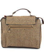 Nomad Luxe – Woven Tan Satchel with Gold Accents