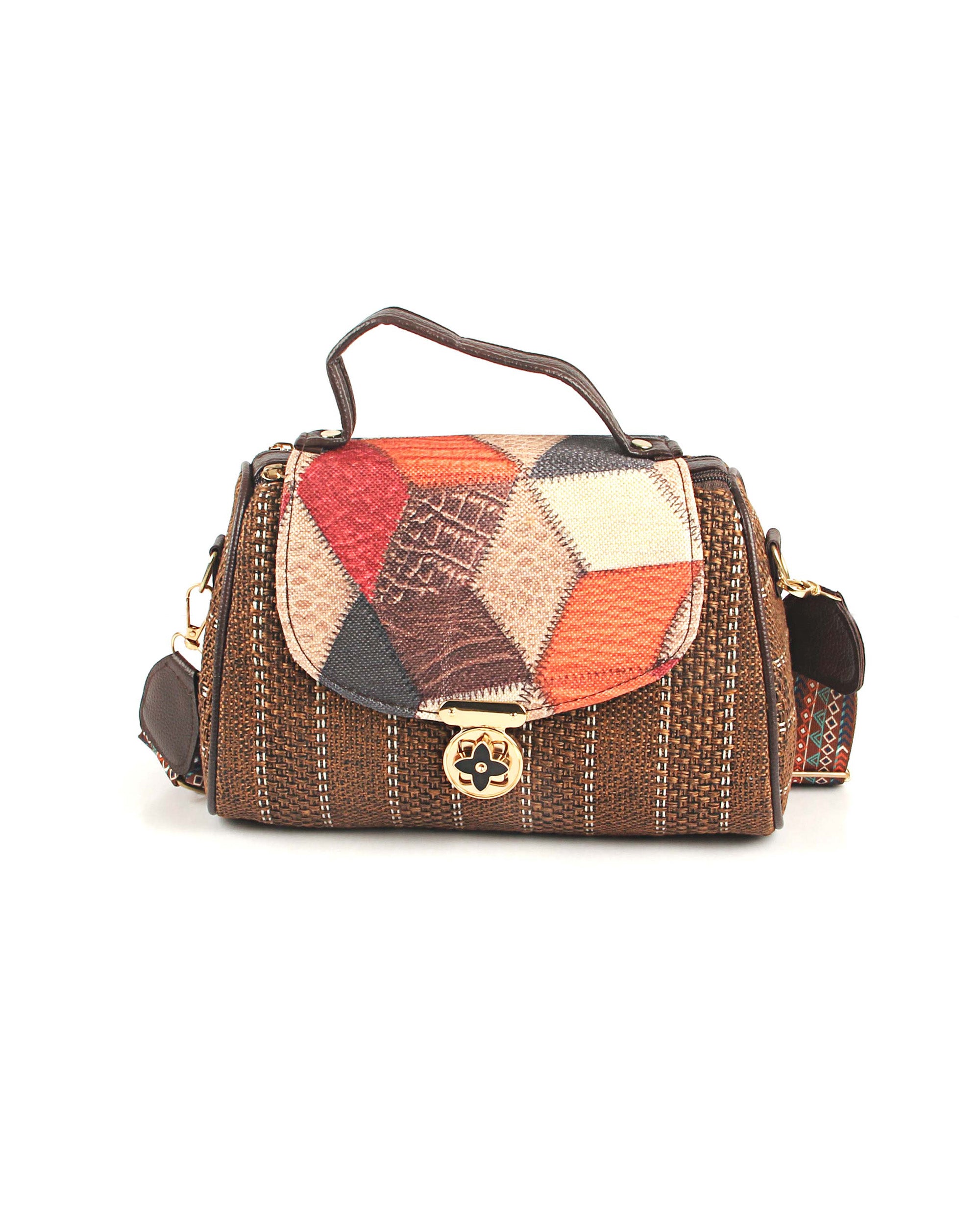 Patchwork Prism – Artisan Satchel with Geometric Flap