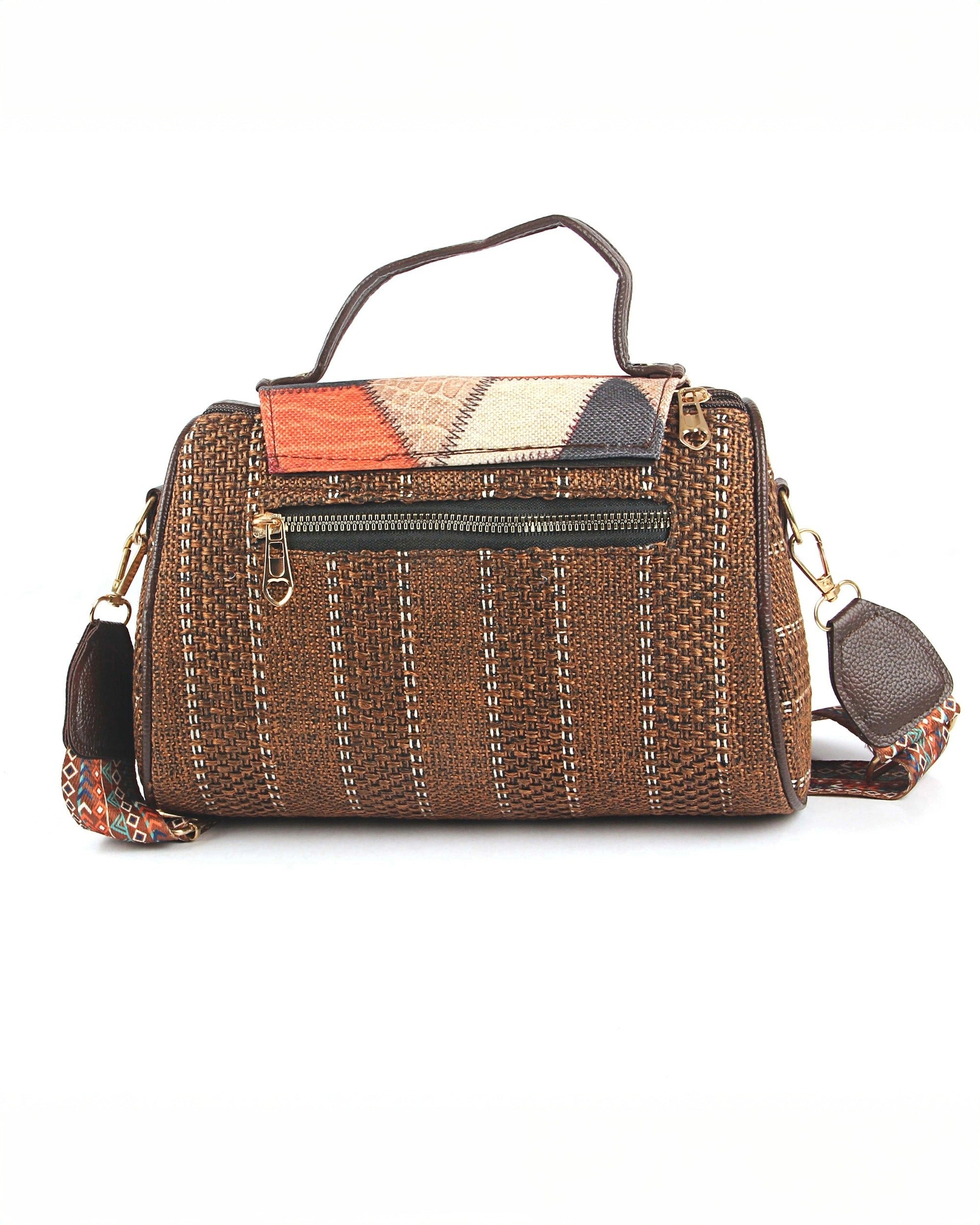 Patchwork Prism – Artisan Satchel with Geometric Flap