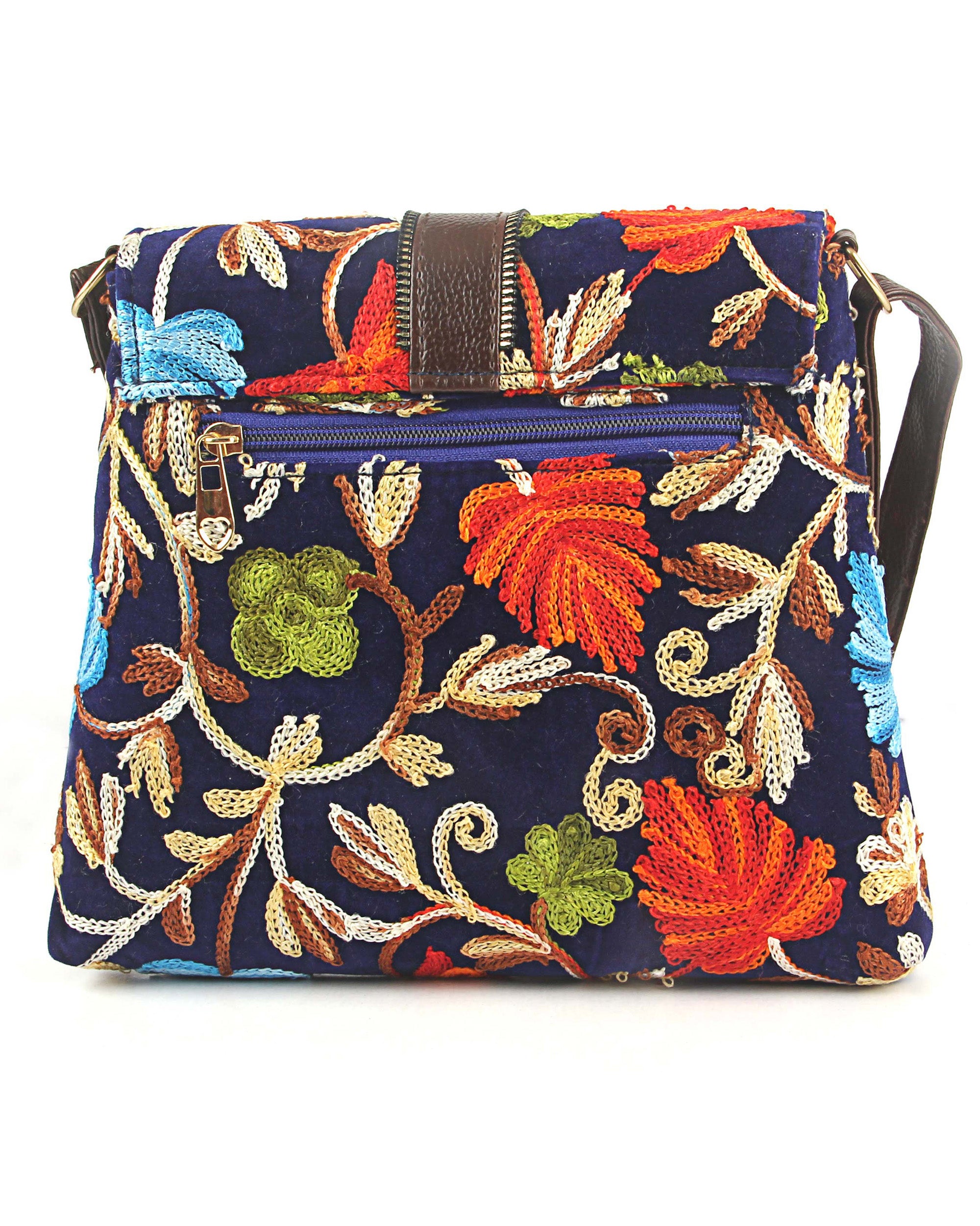 Floral Embroidered Sling – Midnight Blue Velvet