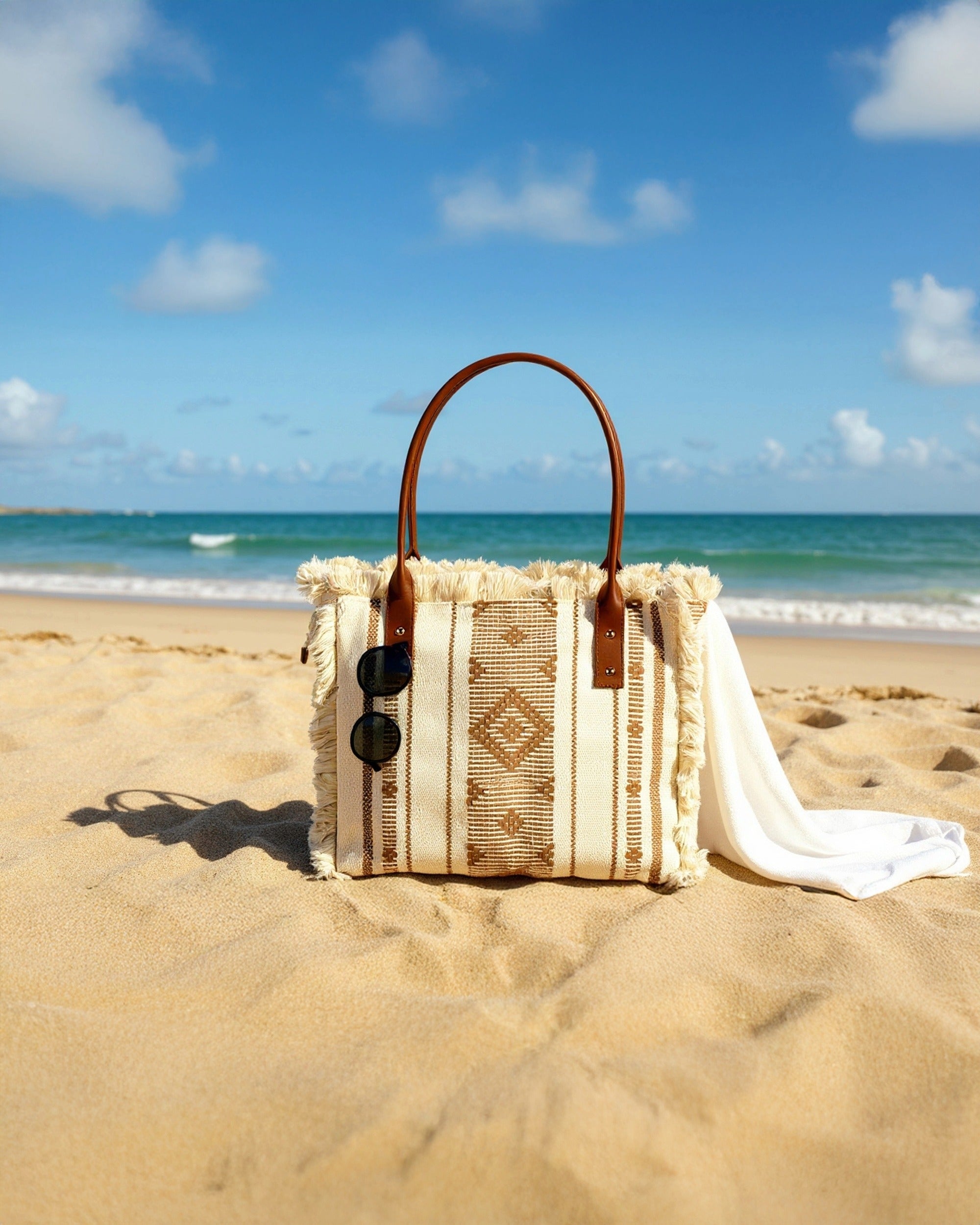Fringe & Thread - Tribal Canvas Bag | Warm Sand Beige