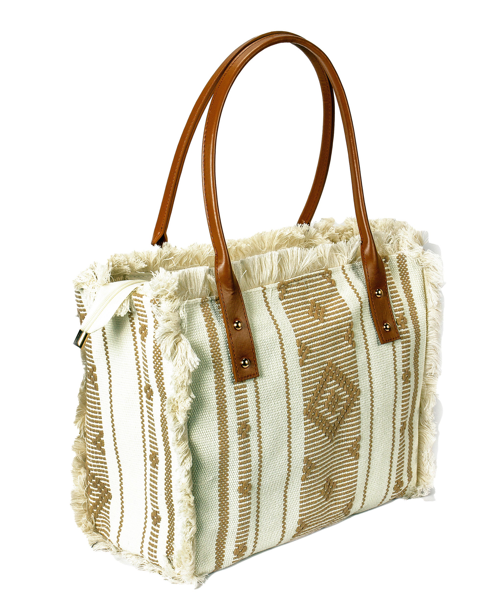 Fringe & Thread - Tribal Canvas Bag | Warm Sand Beige