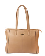 Classic Structured Tote - Smooth Faux Leather Finish | Elegant Beige