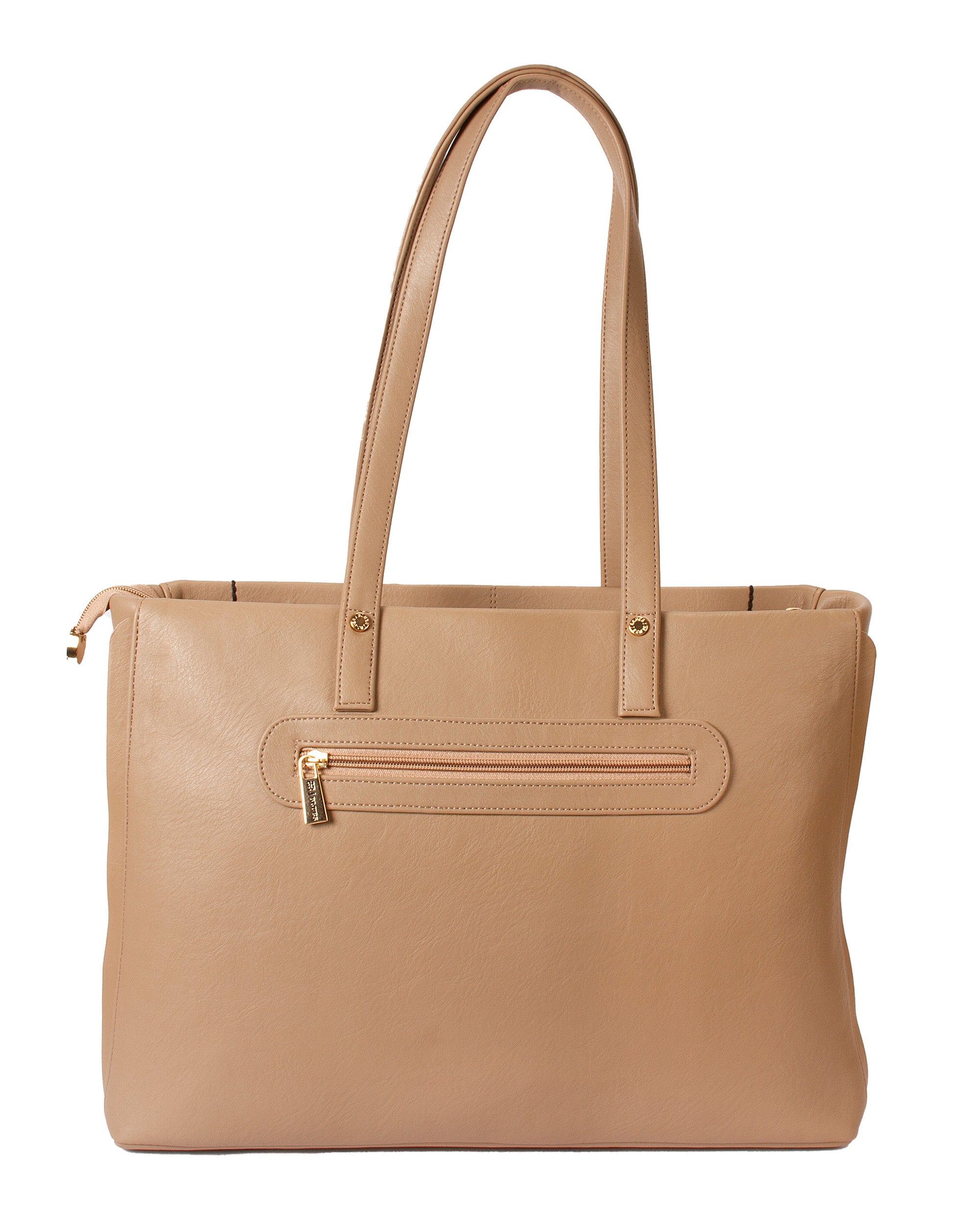 Classic Structured Tote - Smooth Faux Leather Finish | Elegant Beige