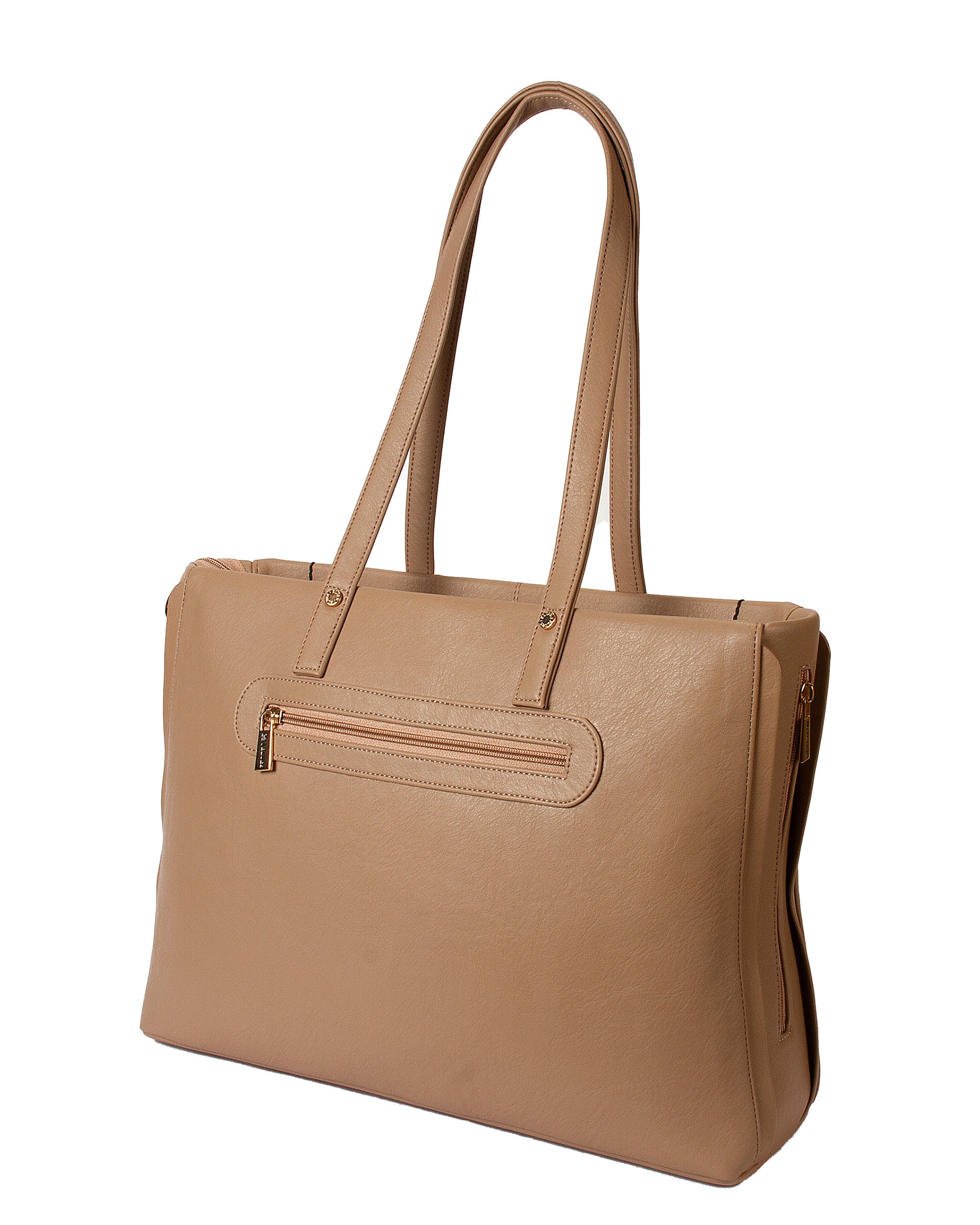 Classic Structured Tote - Smooth Faux Leather Finish | Elegant Beige