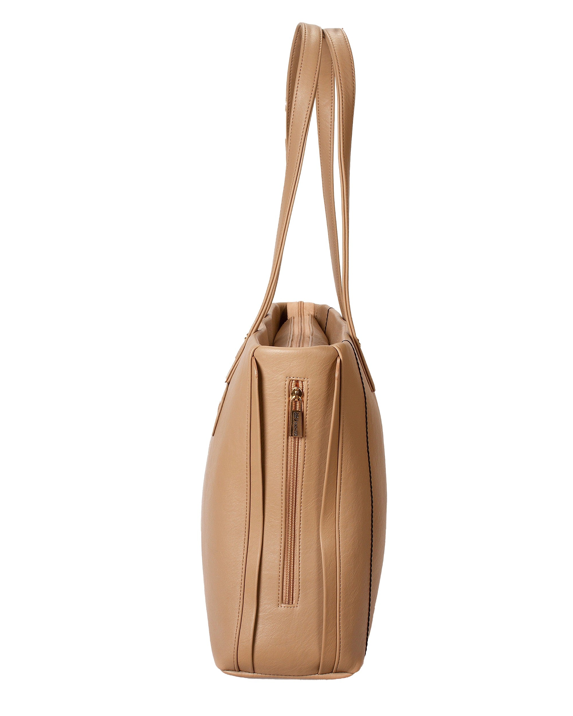 Classic Structured Tote - Smooth Faux Leather Finish | Elegant Beige