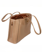 Classic Structured Tote - Smooth Faux Leather Finish | Elegant Beige