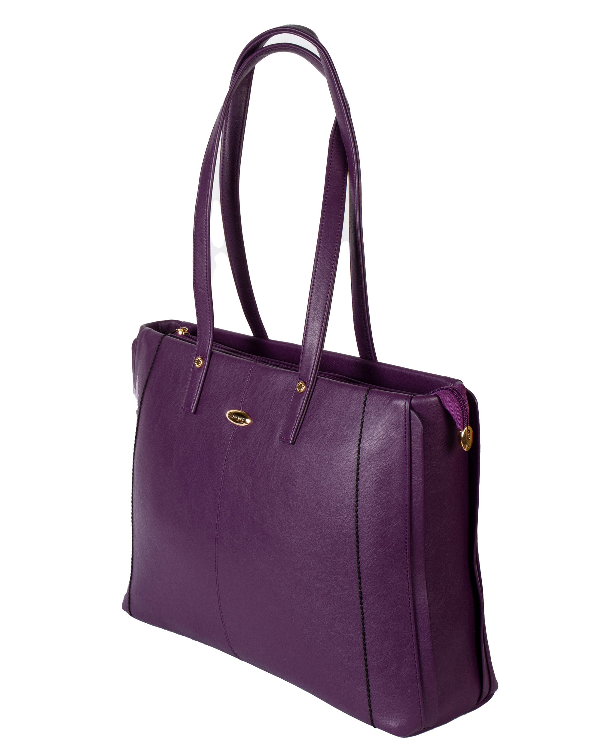 Classic Structured Tote - Smooth Faux Leather Finish | Royal Plum