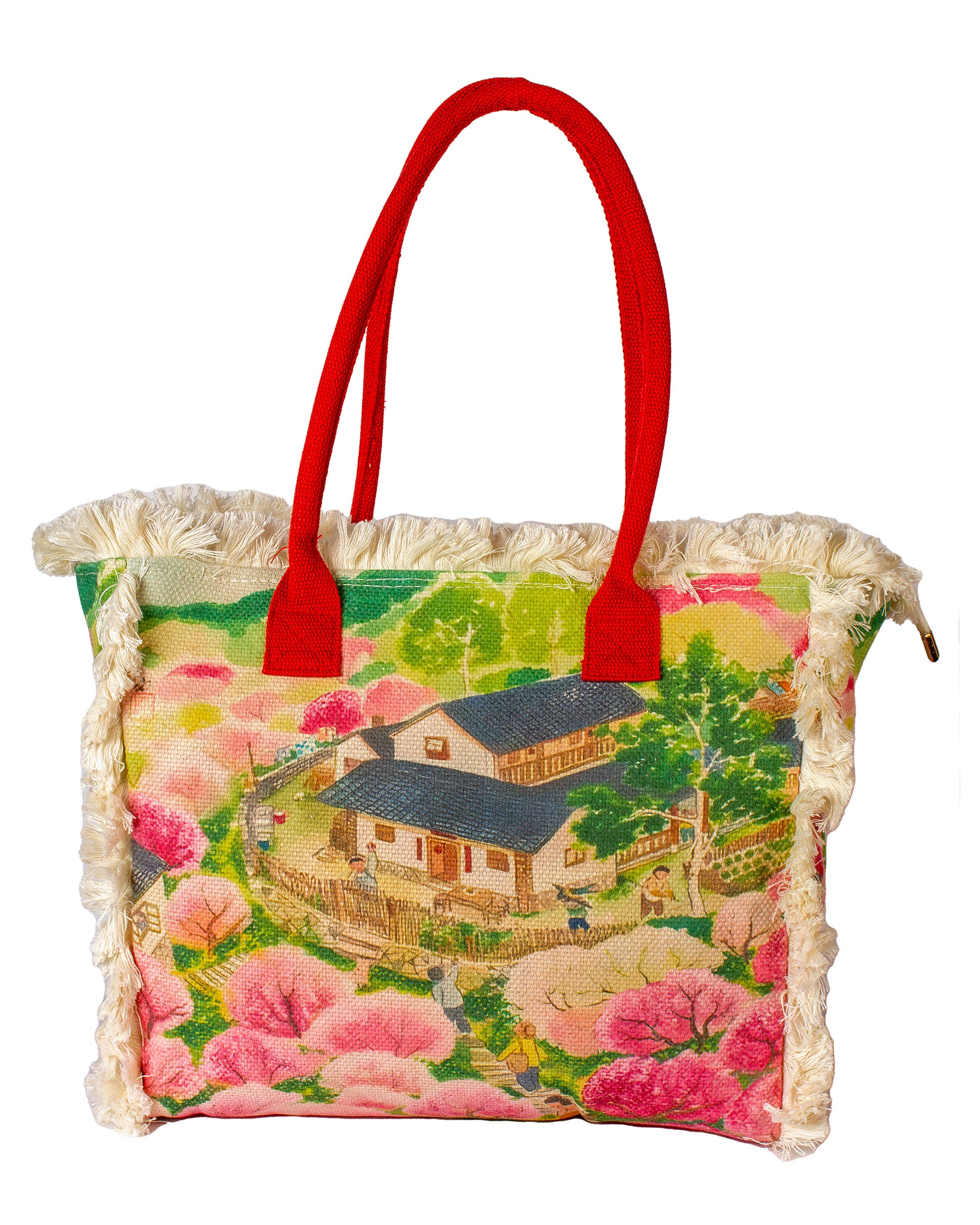 Fringe & Thread - Pastoral Bloom Tote | Fiery Red