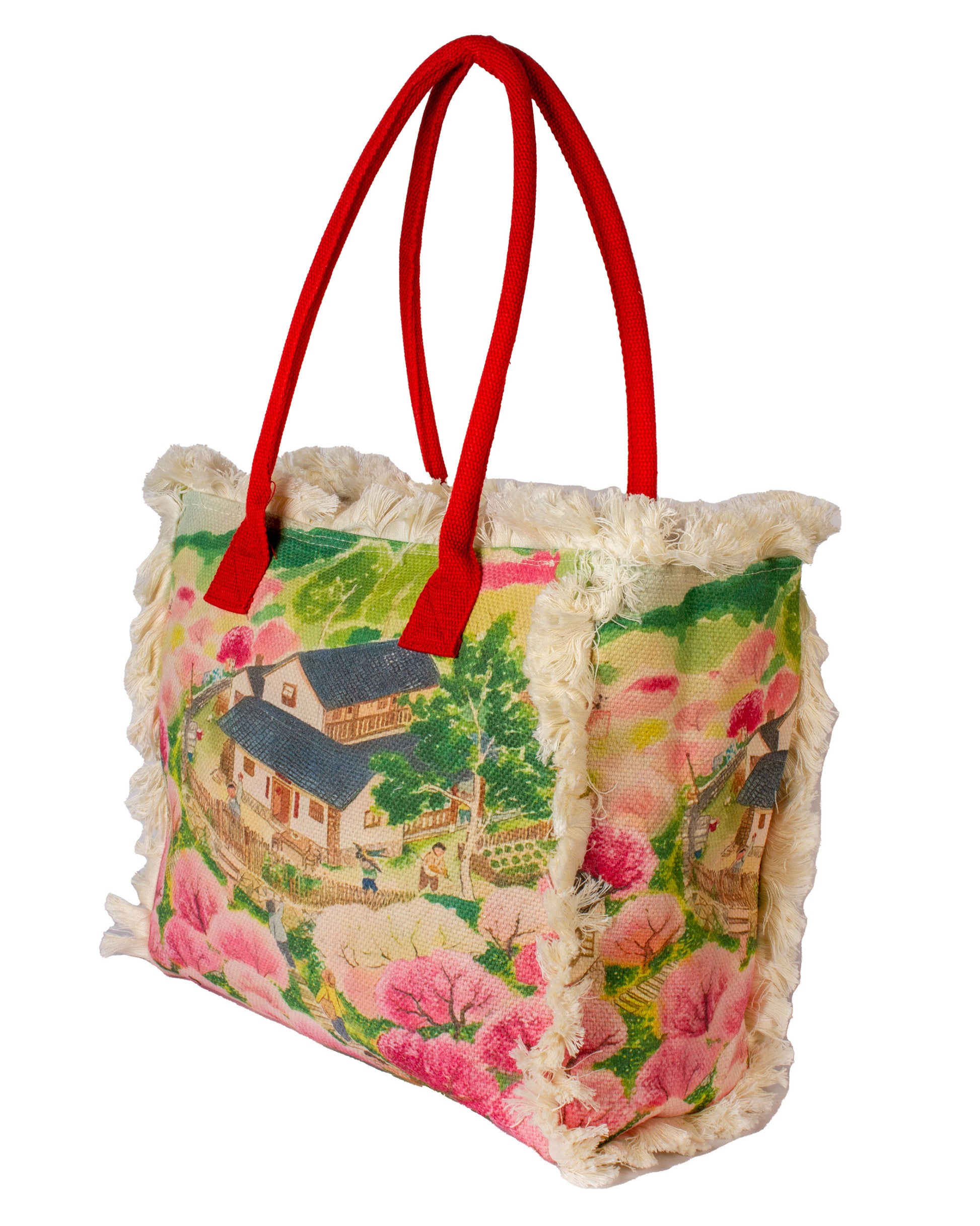 Fringe & Thread - Pastoral Bloom Tote | Fiery Red