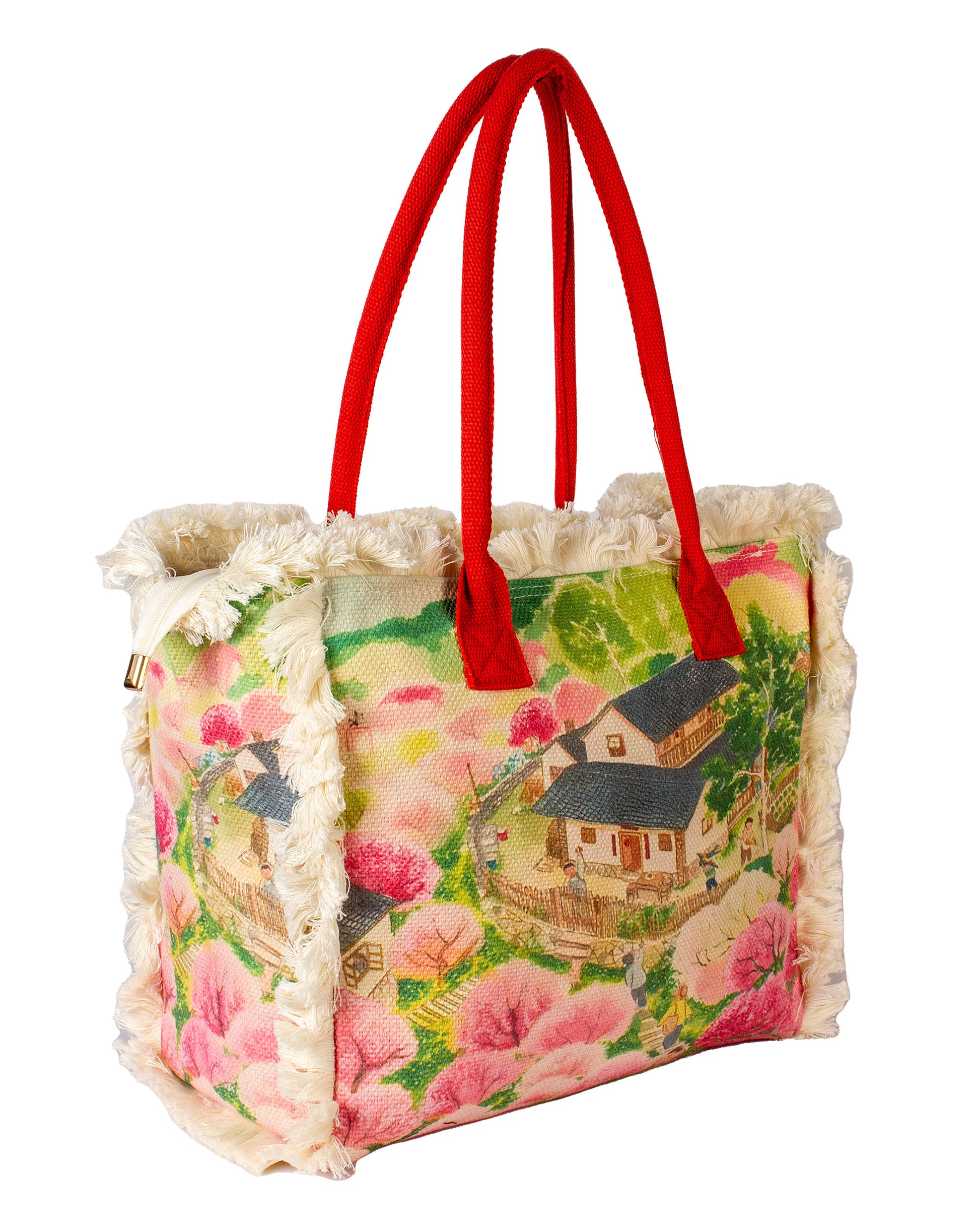 Fringe & Thread - Pastoral Bloom Tote | Fiery Red
