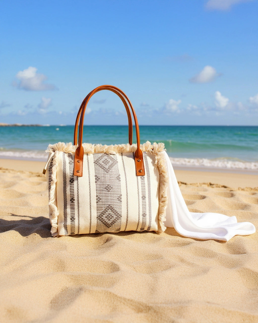 Fringe & Thread - Tribal Canvas Bag | Dusky Grey