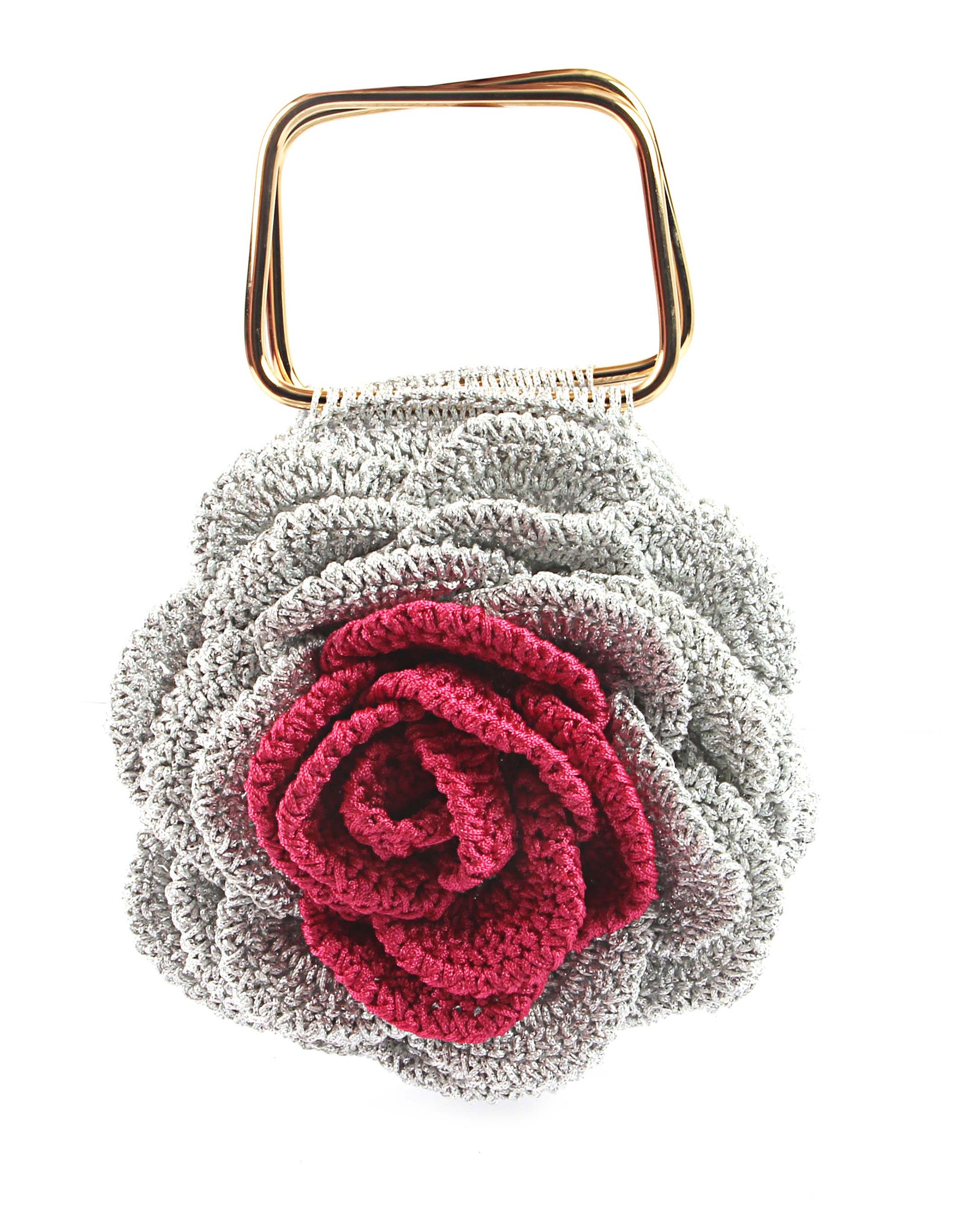 Rosalia - The Handmade Crochet Purse | Grey & Maroon