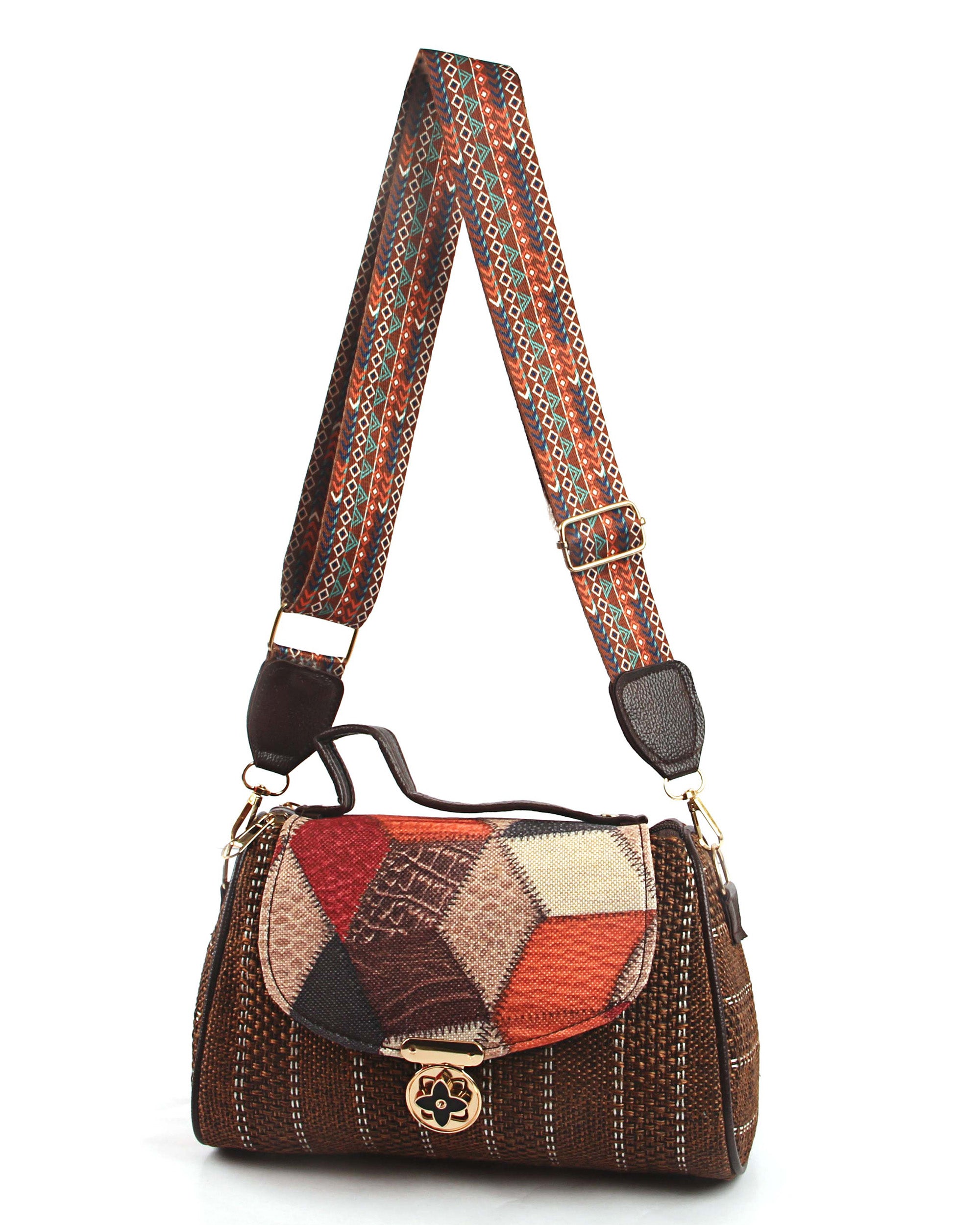 Patchwork Prism – Artisan Satchel with Geometric Flap