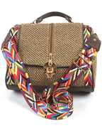 Nomad Luxe – Woven Tan Satchel with Gold Accents