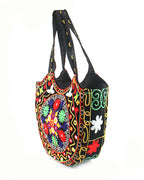 Floral Embroidered Crescent Tote - Multicolor
