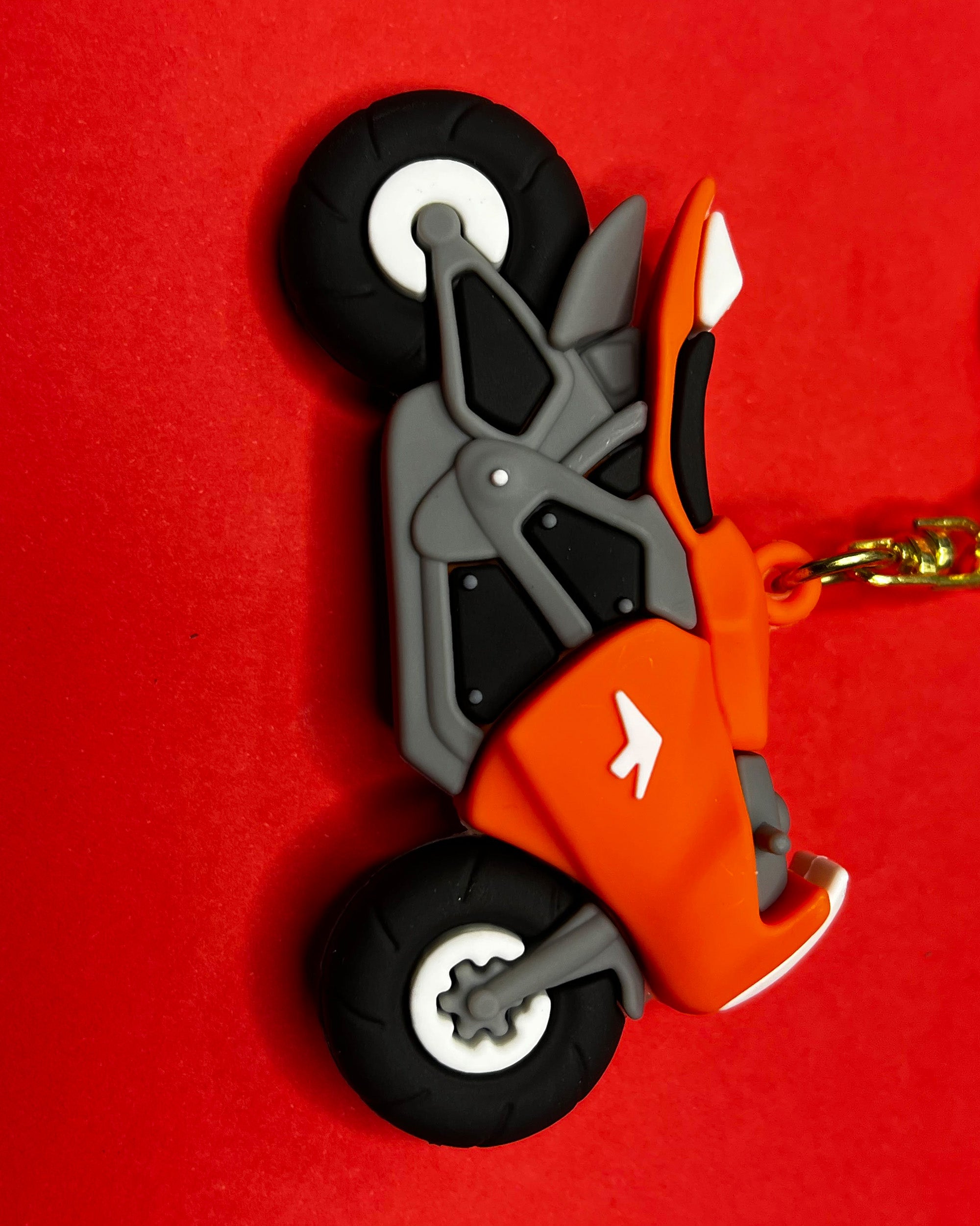 🏍️ Fast & Furious - Funky Orange Motorcycle Keychain