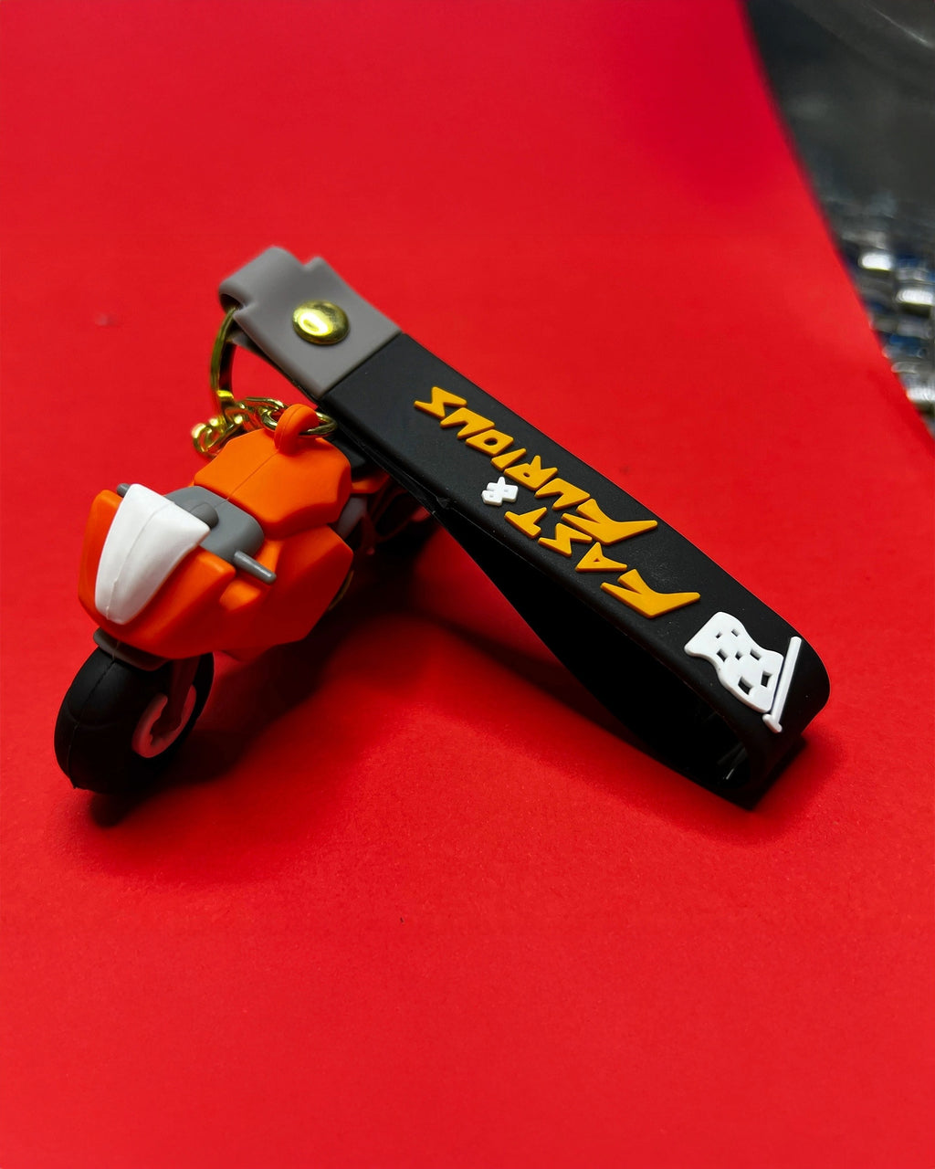🏍️ Fast & Furious - Funky Orange Motorcycle Keychain