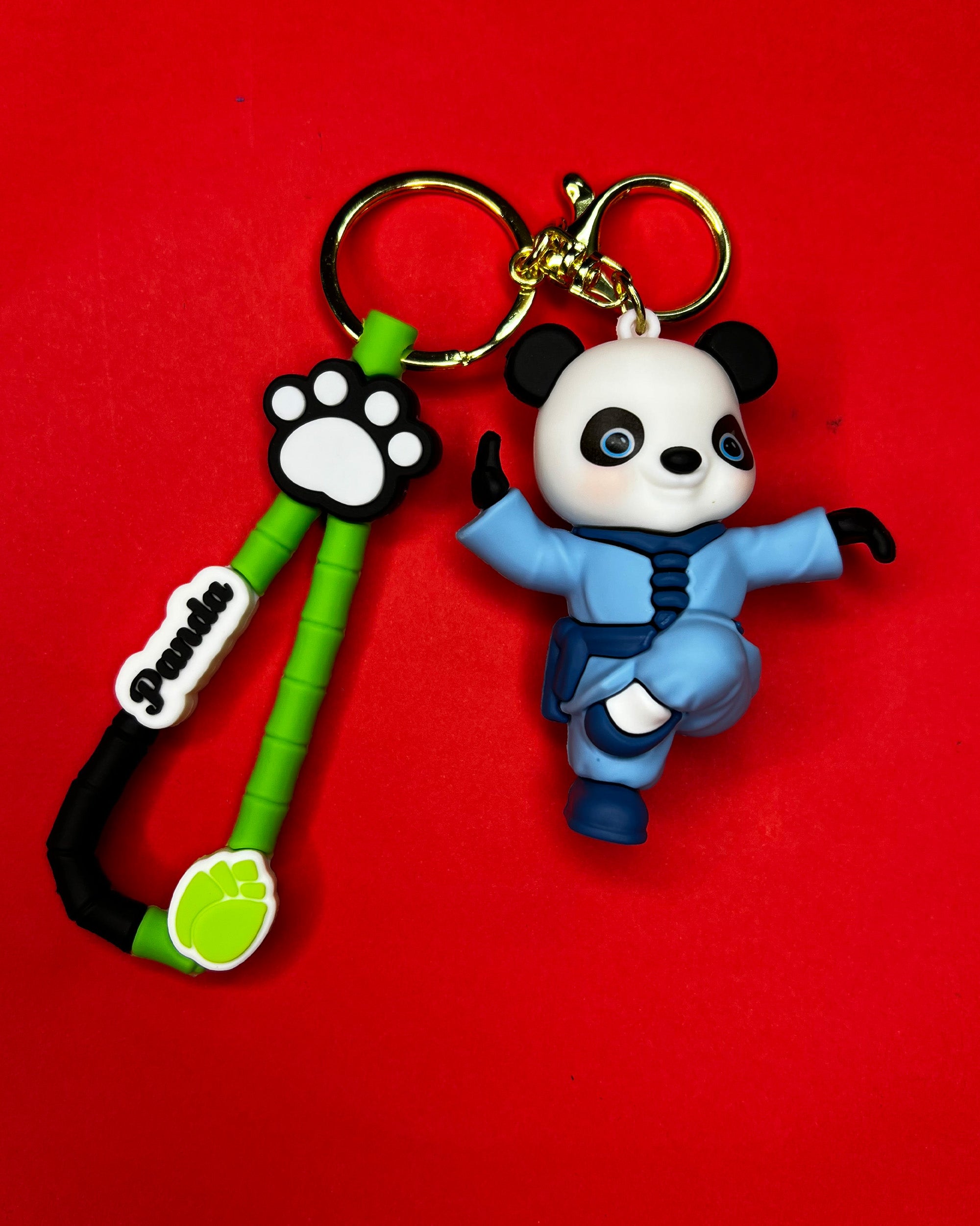 🐼 Panda Warrior – Cute Kung Fu Blue Panda Keychain