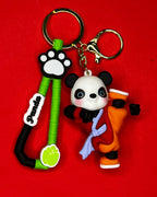 🐼 Panda Warrior – Kung Fu Orange Panda Keychain