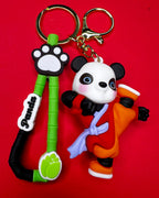 🐼 Panda Warrior – Kung Fu Orange Panda Keychain