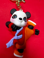 🐼 Panda Warrior – Kung Fu Orange Panda Keychain