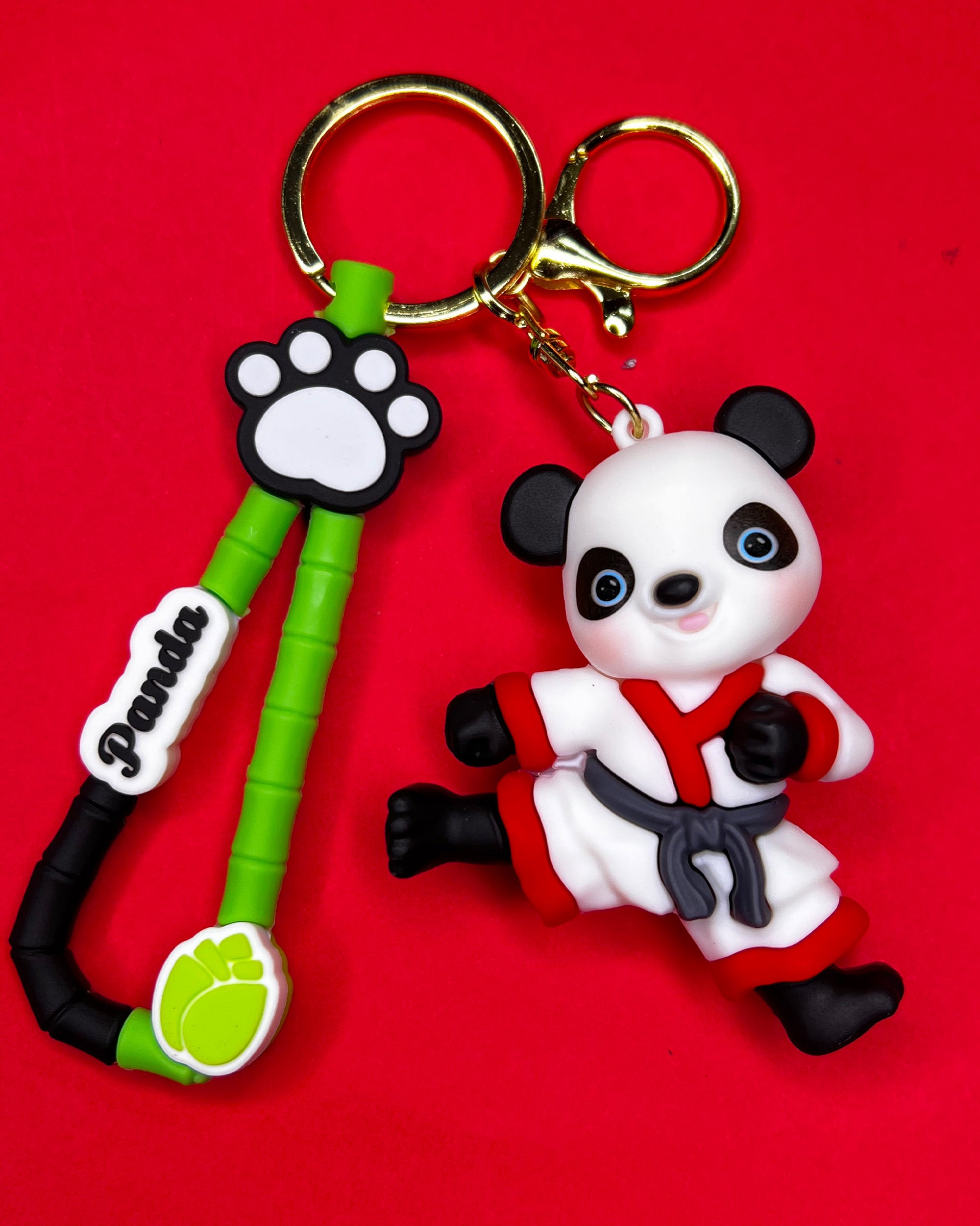 🐼 Panda Warrior –  Fighter White Panda Keychain