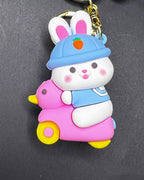 🐰 Cute Rabbit Charm - Bunny on Pink Scooter Keychain