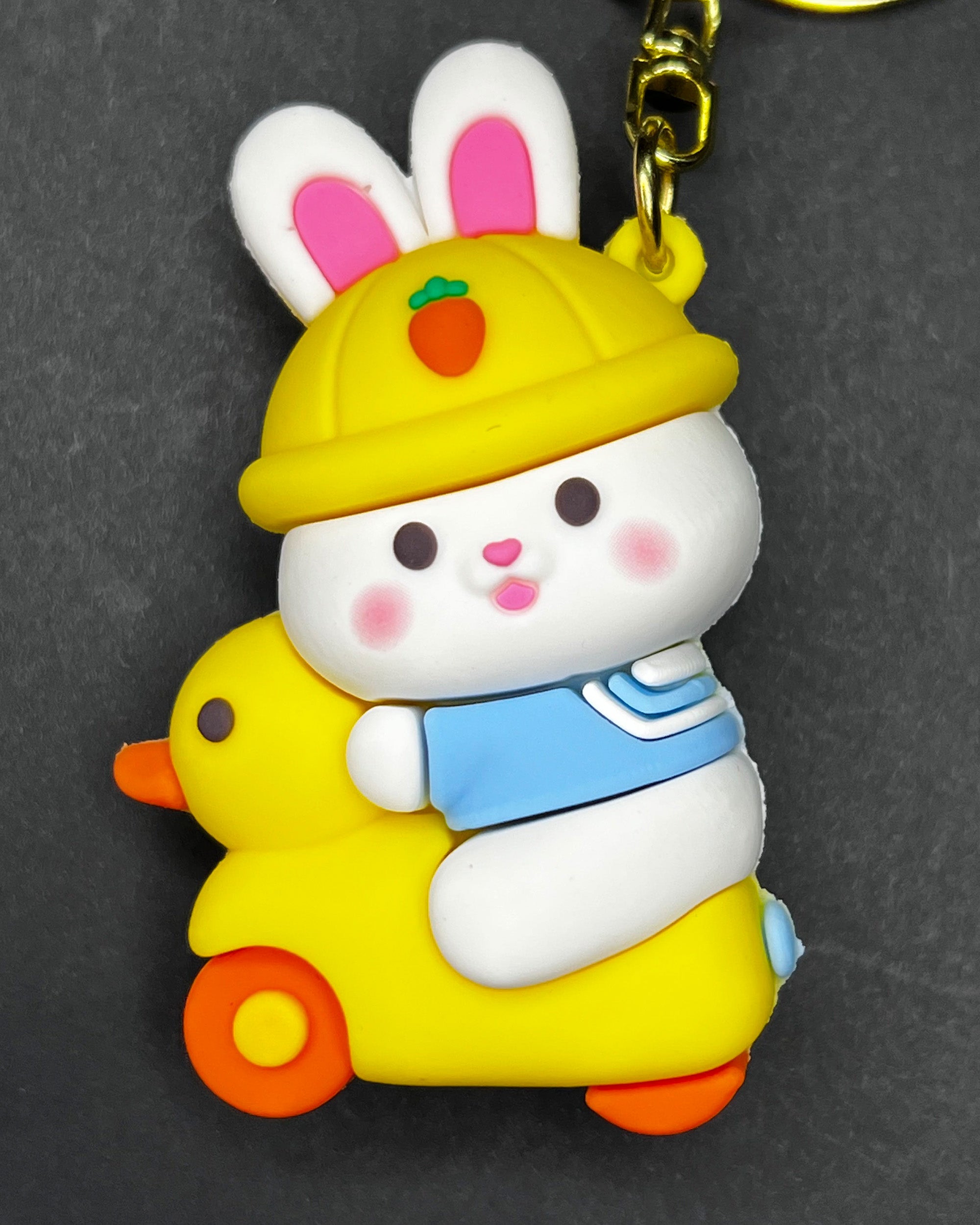 🐰 Cute Rabbit Charm - Bunny on Yellow Scooter Keychain