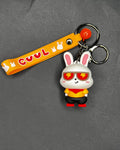 Funky Rabbit Charm - Cool Orange Bunny Keychain