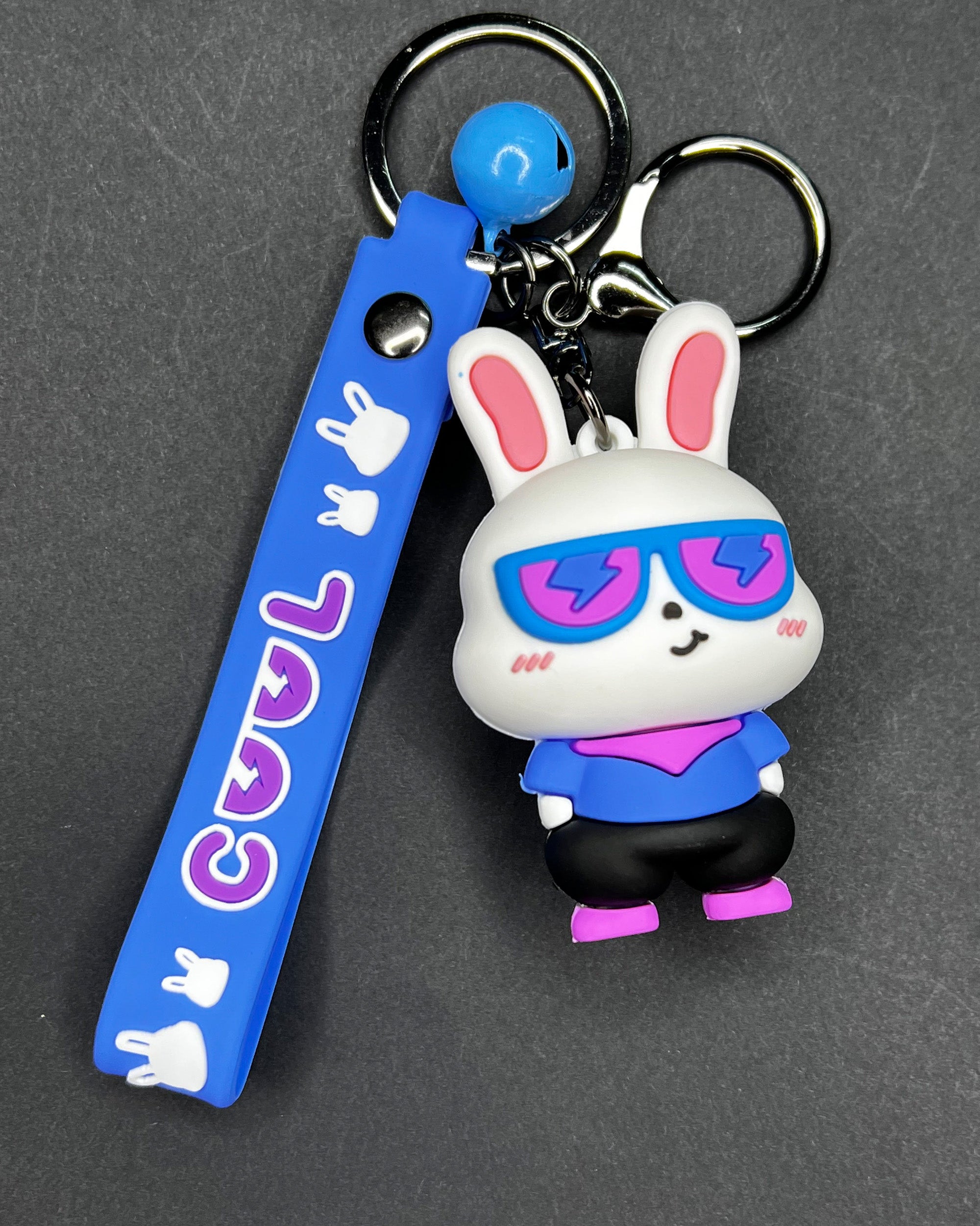 🐰 Funky Rabbit Charm - Cool Blue Bunny Keychain