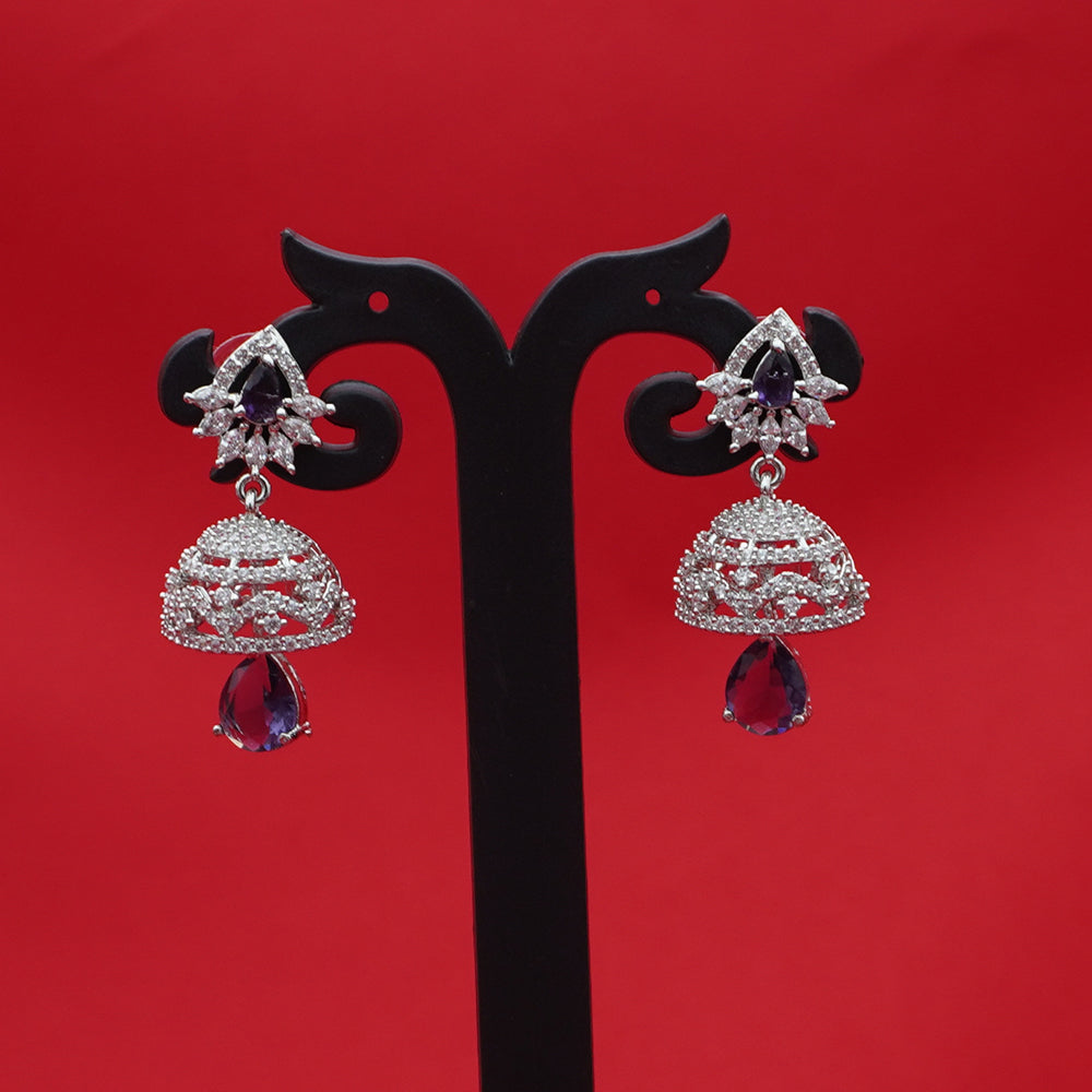 Jhumka Teardrop Earrings Silver-Tone - Blue