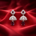Jhumka Teardrop Earrings Silver-Tone - Blue