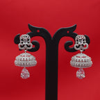 Jhumka Teardrop Earrings Silver-Tone - Clear