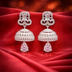 Jhumka Teardrop Earrings Silver-Tone - Clear