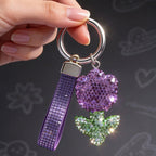 Crystal Floral Keychain Charm - Lavender