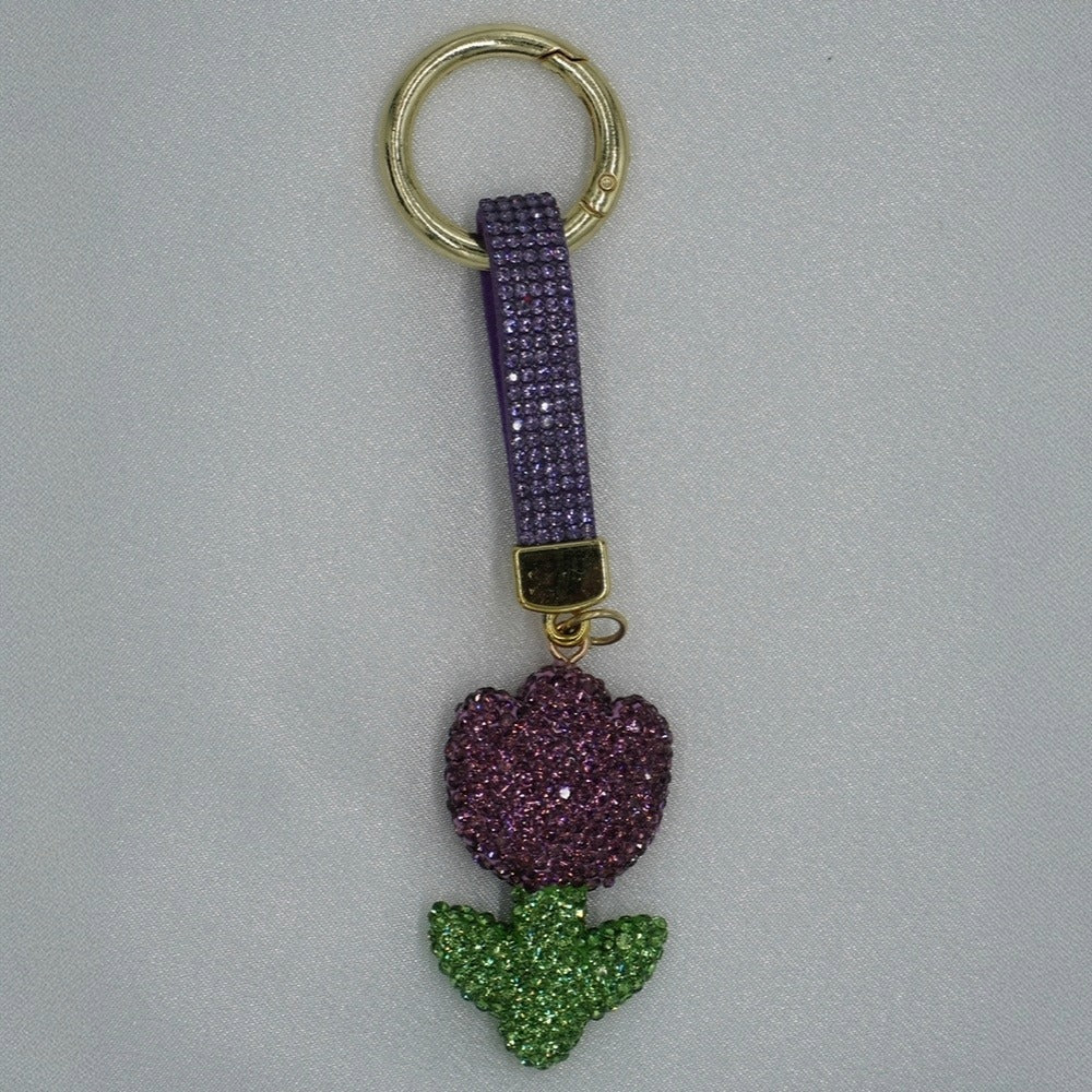 Crystal Floral Keychain Charm - Lavender