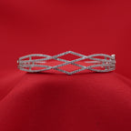 Layered Crisscross Silver-Tone American Diamond Bracelet (Free Size)