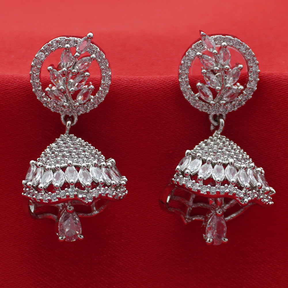Leaf Statement Pearl Jhumka Drop Earrings - Marquise Crystal