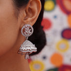 Leaf Statement Pearl Jhumka Drop Earrings - Marquise Crystal