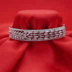 Leaf & Baguette Statement Bracelet (Free size)
