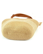 Lightweight Natural Wave-Pattern Straw Tote | Soft Light Brown