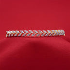 Marquise Leaf Motif Setting Gold-Tone Diamond Bracelet (Free Size)
