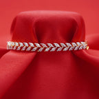 Marquise Leaf Motif Setting Gold-Tone Diamond Bracelet (Free Size)