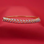 Marquise Leaf Motif Setting Gold-Tone Diamond Bracelet (Free Size)