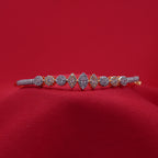 Marquise and Round Motif Cluster-Set Gold-Tone Statement Bracelet (Free Size)
