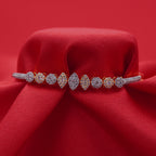 Marquise and Round Motif Cluster-Set Gold-Tone Statement Bracelet (Free Size)