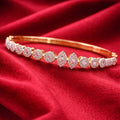 Marquise and Round Motif Cluster-Set Gold-Tone Statement Bracelet (Free Size)