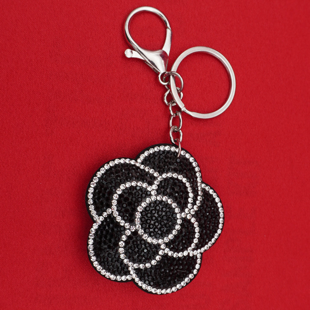 Crystal Embellished Keyring - Midnight Bloom